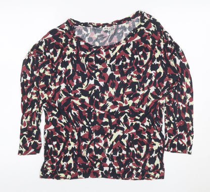 Reiss Women Multicoloured M Modal Abstract Print Long Sleeve Blouse Top