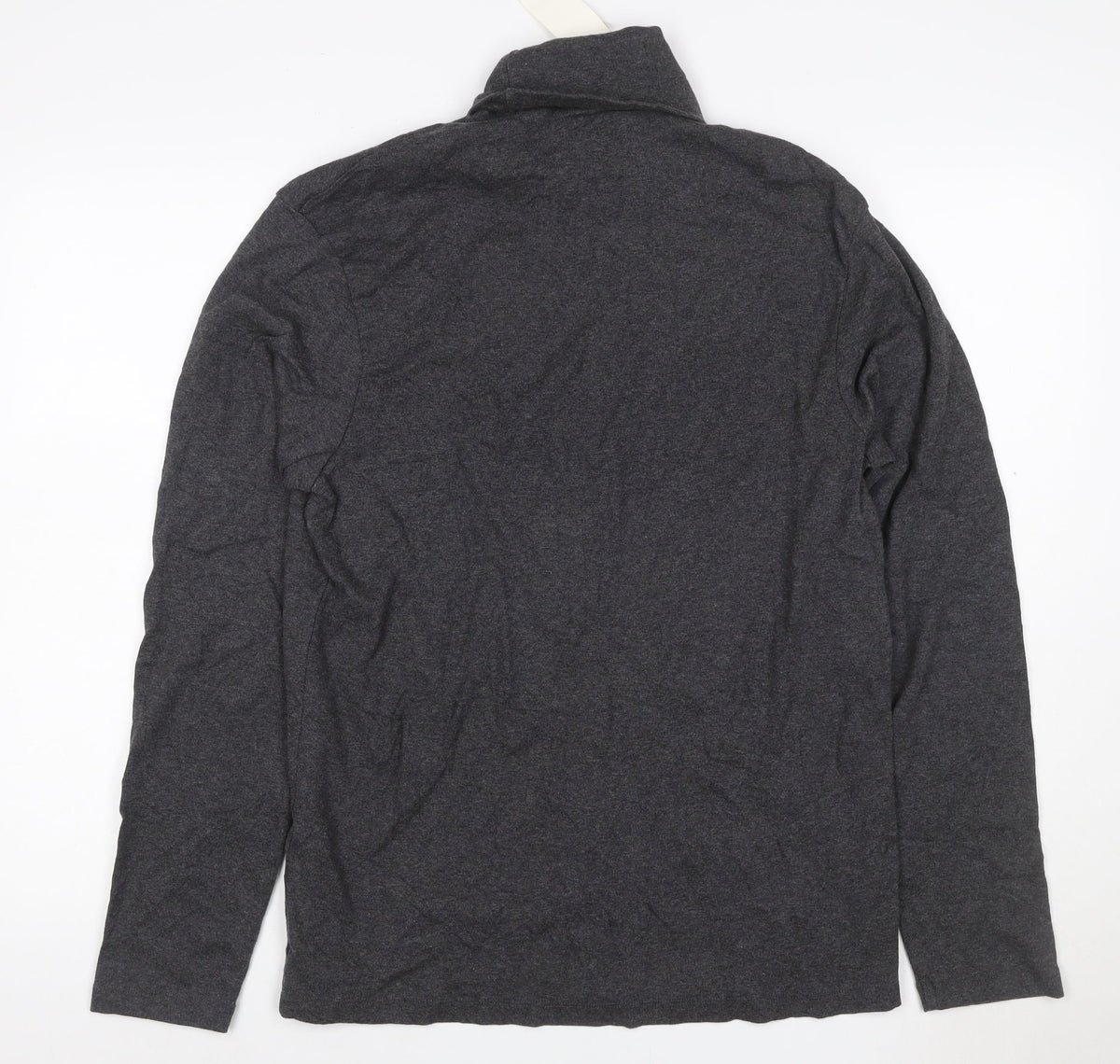 Gap Women Grey L Roll Neck Long Sleeve Cotton Basic T-Shirt
