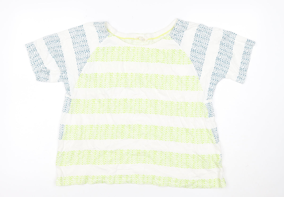White Stuff Women Multicoloured UK 16 Linen Cotton Geometric Blouse