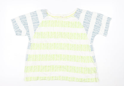 White Stuff Women Multicoloured UK 16 Linen Cotton Geometric Blouse