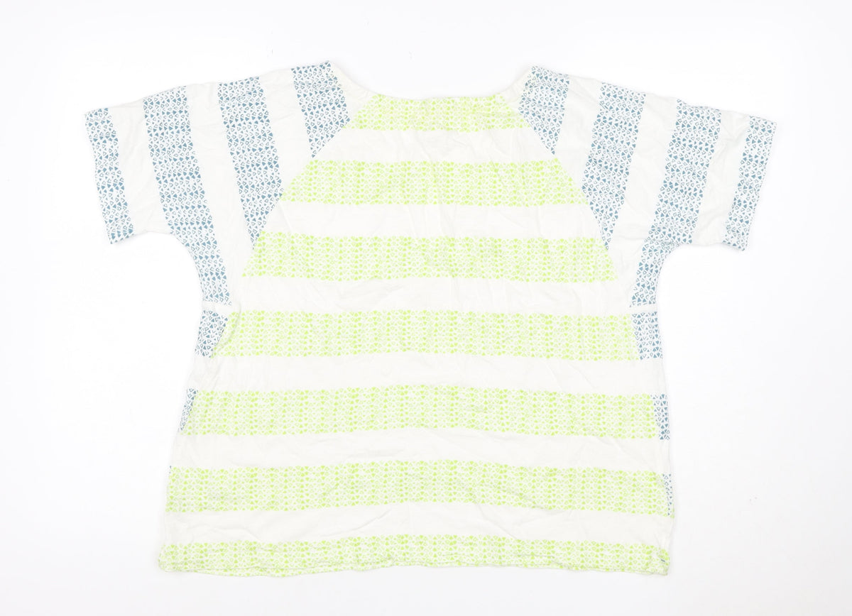 White Stuff Women Multicoloured UK 16 Linen Cotton Geometric Blouse
