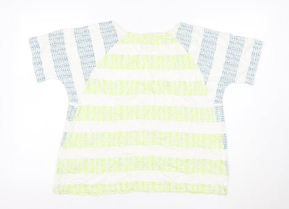 White Stuff Women Multicoloured UK 16 Linen Cotton Geometric Blouse