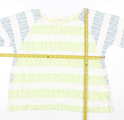 White Stuff Women Multicoloured UK 16 Linen Cotton Geometric Blouse