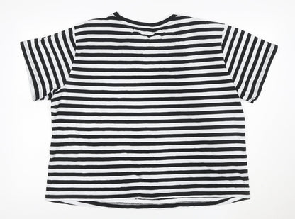 Additional front view of ASOS DESIGN Women’s Black White Striped Ringer T-Shirt UK 24