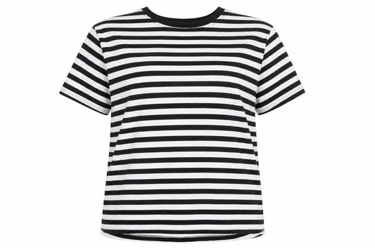 ASOS DESIGN Women’s Black White Striped Ringer T-Shirt UK 24