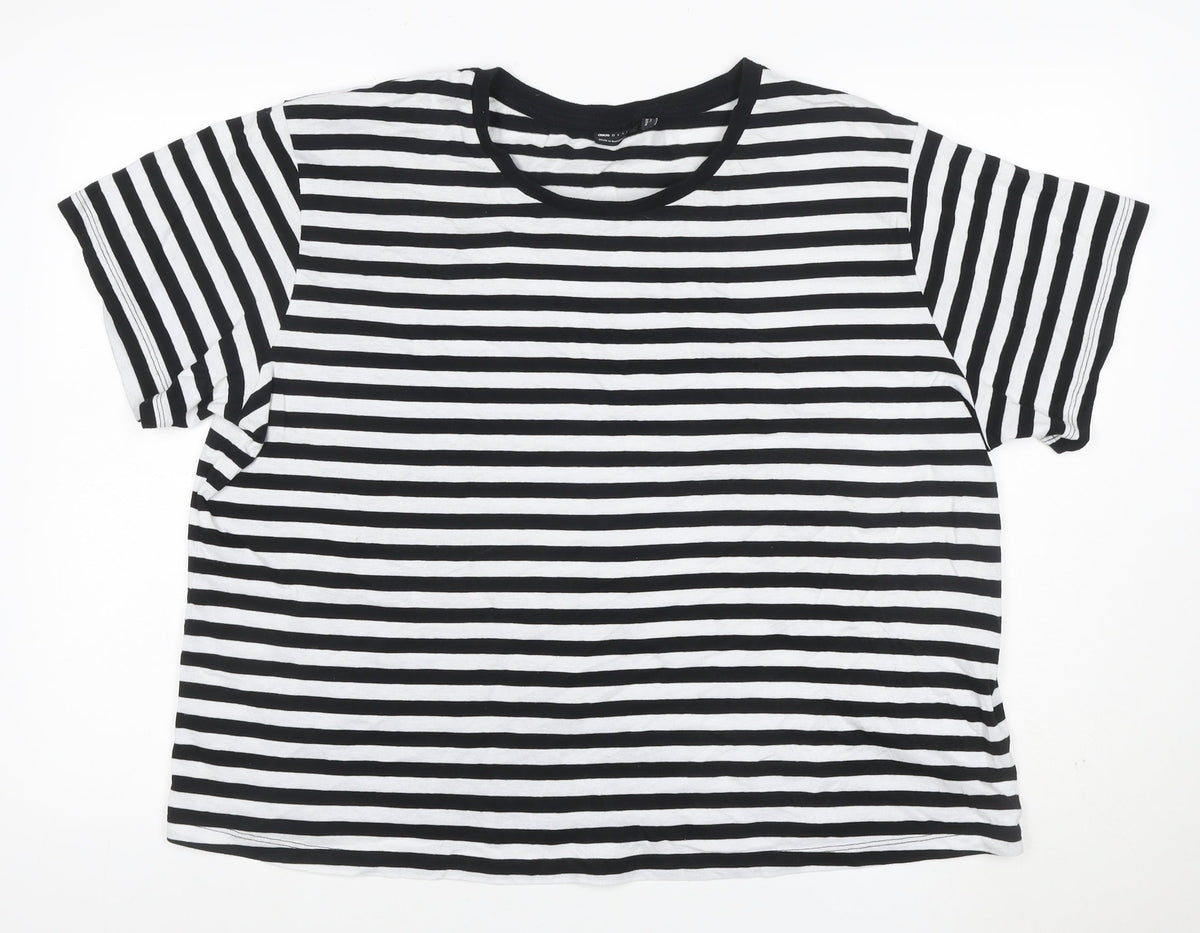 Back view of ASOS DESIGN Women’s Black White Striped Ringer T-Shirt UK 24