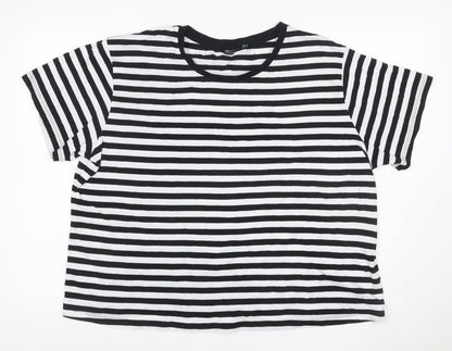 Back view of ASOS DESIGN Women’s Black White Striped Ringer T-Shirt UK 24