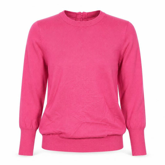 Savida Women’s Pink Pearl Button Back Crew Neck Jumper UK 14
