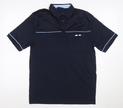 Tom Hagan Men’s Blue M Polo Shirt Mesh Panel Pocket Short Sleeve