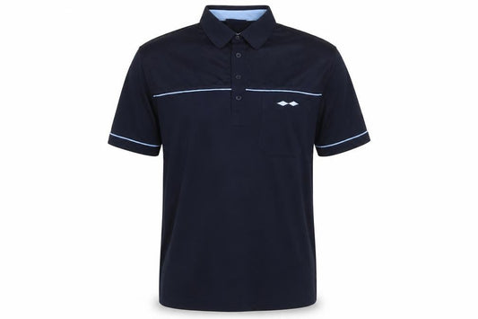 Tom Hagan Men’s Blue M Polo Shirt Mesh Panel Pocket Short Sleeve