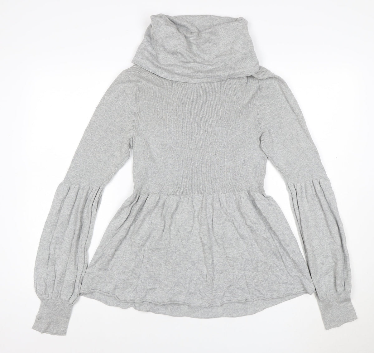 Additional front view of CHIC Women Grey L Knit Cowl Neck Fit & Flare Short Jumper Dress