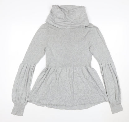 Additional front view of CHIC Women Grey L Knit Cowl Neck Fit & Flare Short Jumper Dress