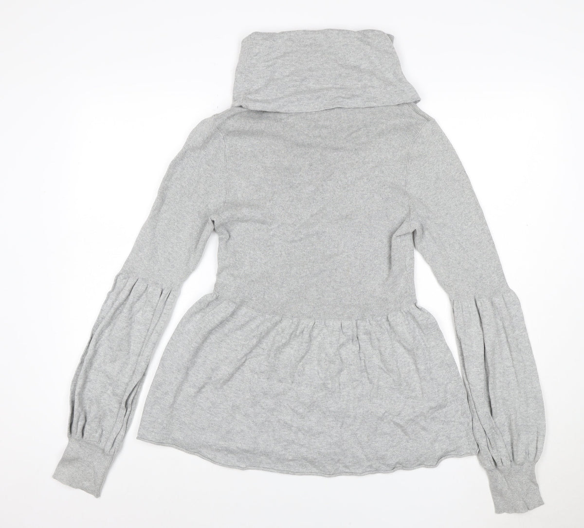Back view of CHIC Women Grey L Knit Cowl Neck Fit & Flare Short Jumper Dress