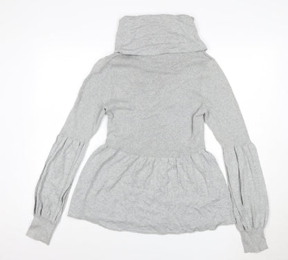 Back view of CHIC Women Grey L Knit Cowl Neck Fit & Flare Short Jumper Dress