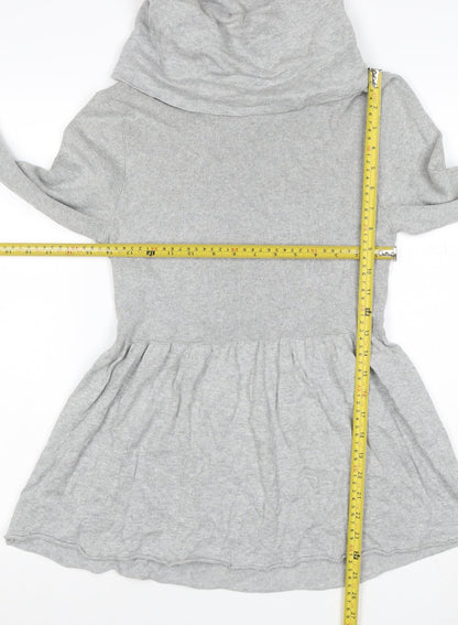 Close-up detail of CHIC Women Grey L Knit Cowl Neck Fit & Flare Short Jumper Dress