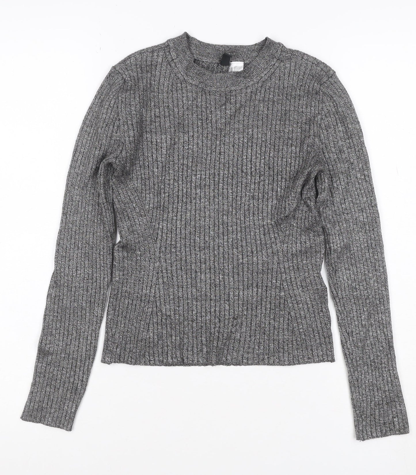 H&M Divided Women’s Grey Rib Knit Slim Fit Jumper Size S