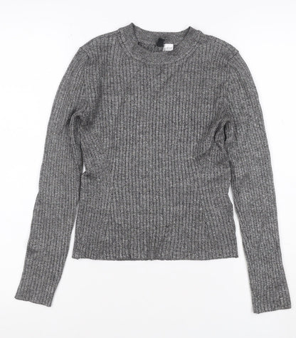 H&M Divided Women’s Grey Rib Knit Slim Fit Jumper Size S