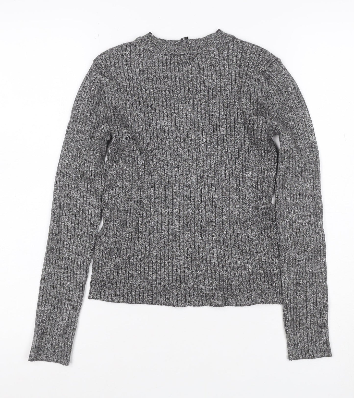 H&M Divided Women’s Grey Rib Knit Slim Fit Jumper Size S