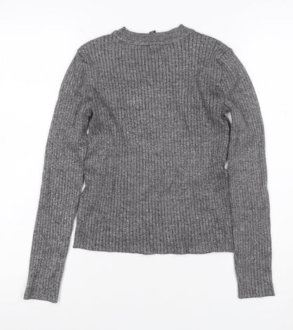 H&M Divided Women’s Grey Rib Knit Slim Fit Jumper Size S