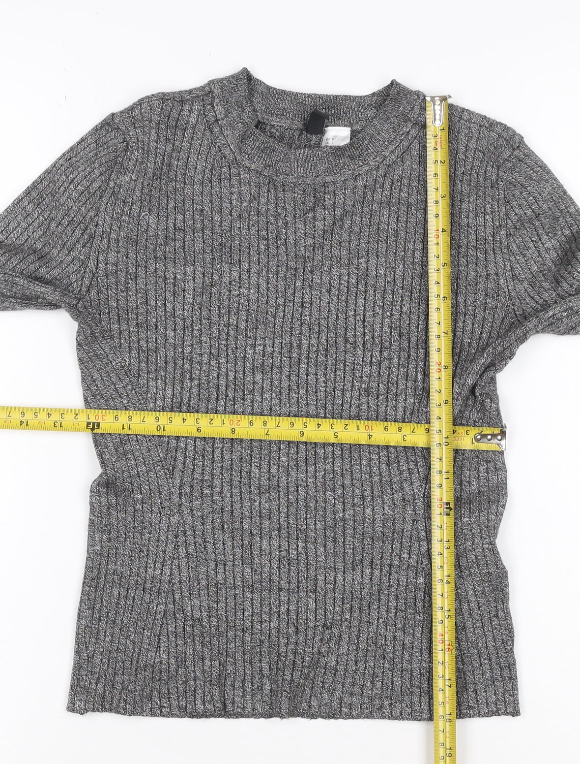 H&M Divided Women’s Grey Rib Knit Slim Fit Jumper Size S