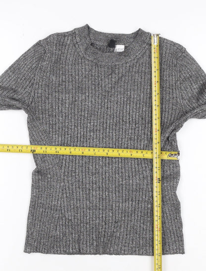 H&M Divided Women’s Grey Rib Knit Slim Fit Jumper Size S