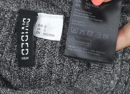 H&M Divided Women’s Grey Rib Knit Slim Fit Jumper Size S