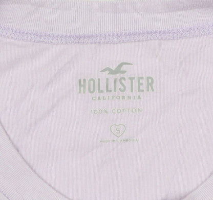 Hollister Women Purple S Cropped Cotton Car Graphic T-Shirt