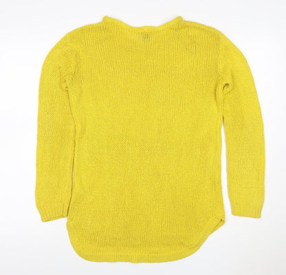 H&M Women Yellow S Chunky Knit Long Sleeve Round Neck Tunic Jumper
