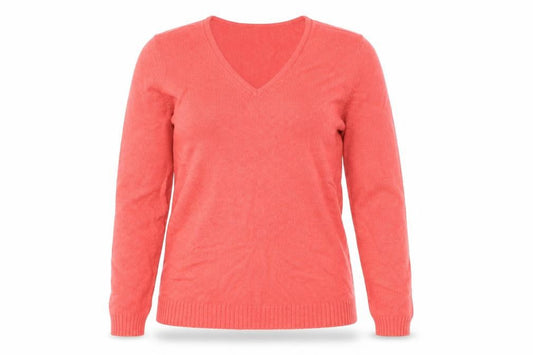 Vila Women Pink V-Neck Long Sleeve Fine Knit Jumper Size S