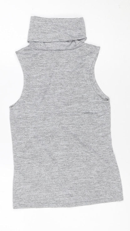 New Look Women Grey Size 6 Basic Stretch Jersey T-Shirt