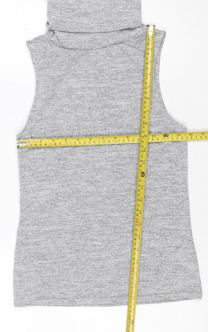 New Look Women Grey Size 6 Basic Stretch Jersey T-Shirt