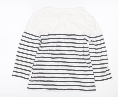 Gerry Weber Women White Black Stripe Paris Rhinestone Jersey Top UK 40