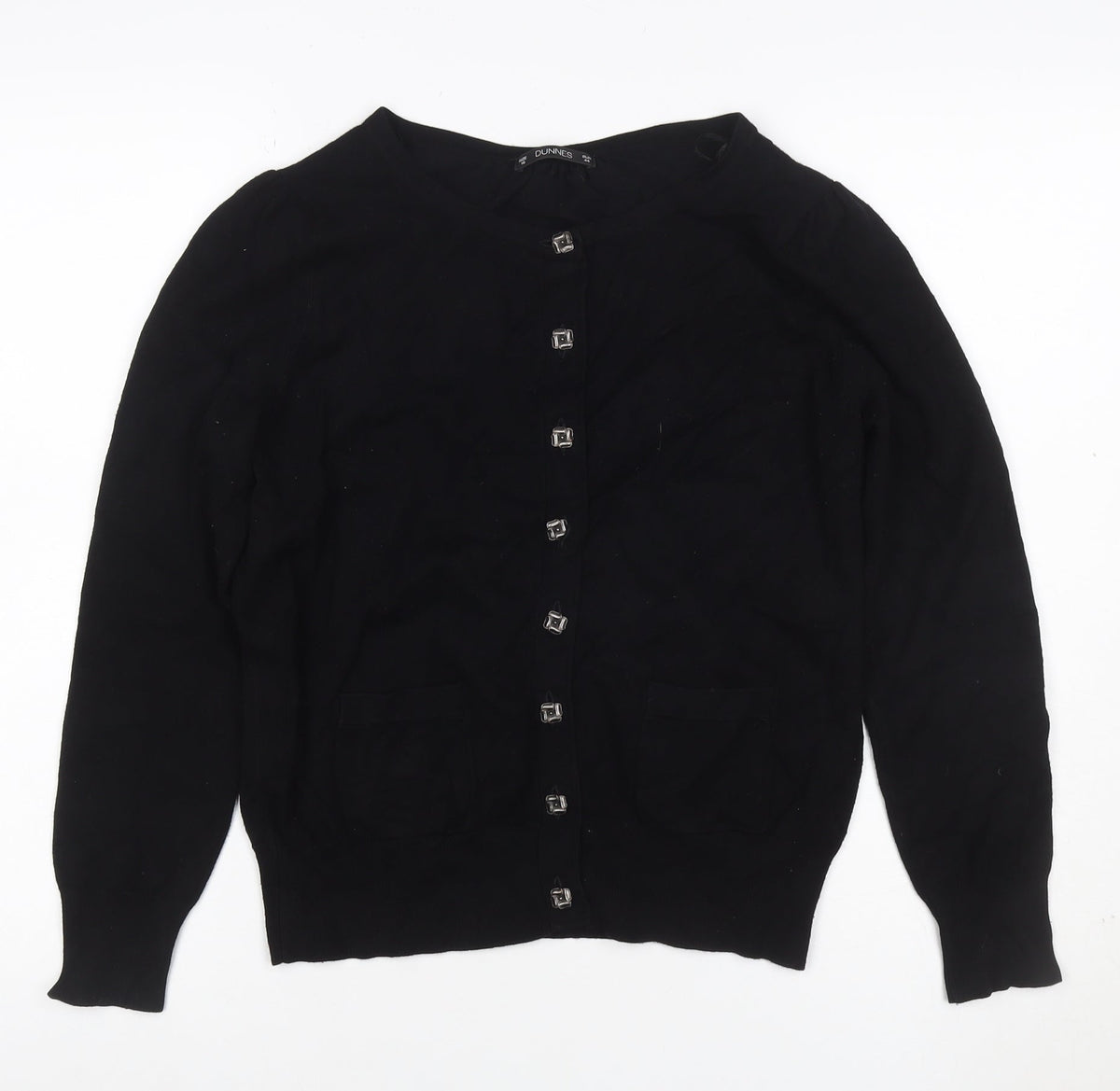 Dunnes Women Black Size 16 Button Front Knit Cardigan Pockets