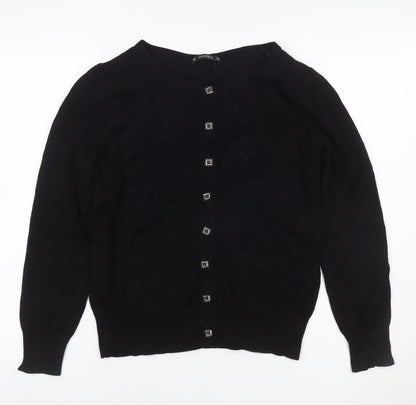 Dunnes Women Black Size 16 Button Front Knit Cardigan Pockets