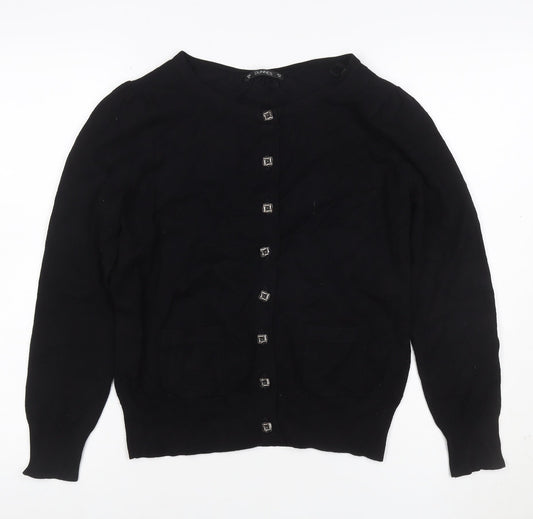 Dunnes Women Black Size 16 Button Front Knit Cardigan Pockets