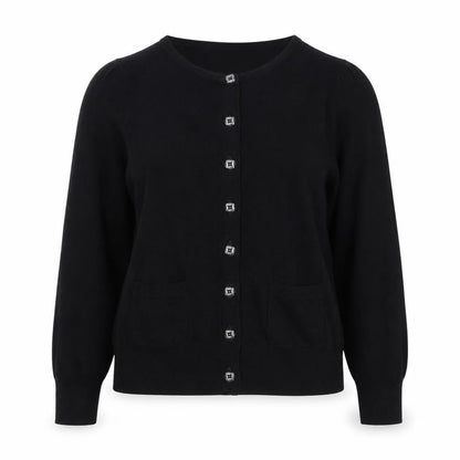 Dunnes Women Black Size 16 Button Front Knit Cardigan Pockets