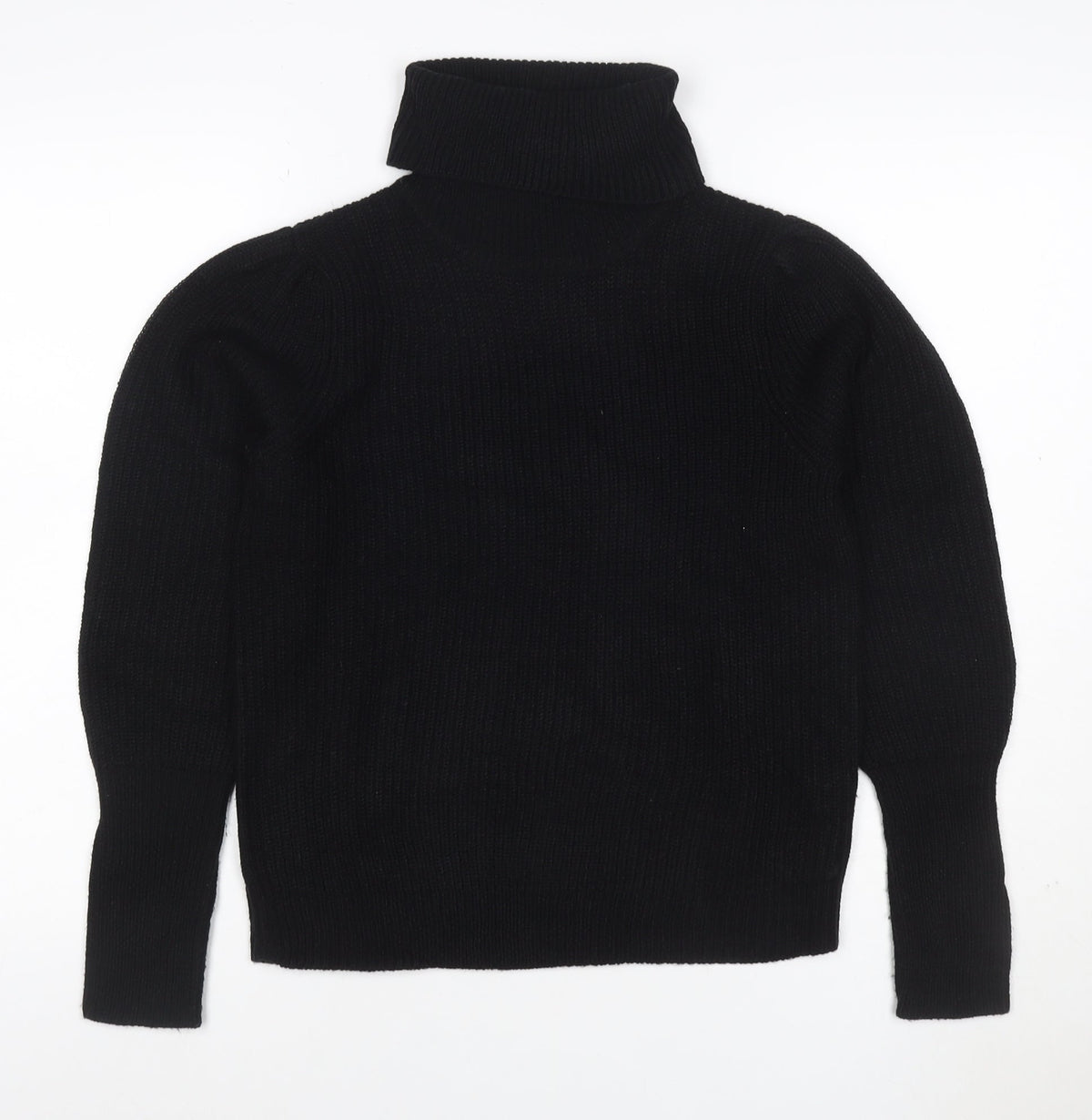 VILA Women’s Black XS Roll Neck Ribbed Knit Pullover Jumper