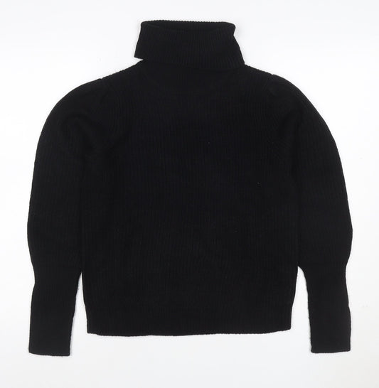 Vila Women’s Black XS Roll Neck Ribbed Knit Pullover Jumper