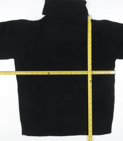 VILA Women’s Black XS Roll Neck Ribbed Knit Pullover Jumper