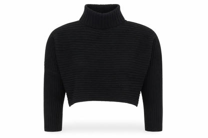 New Look Women’s Black M Ribbed Roll Neck Cropped Knit Jumper