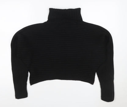 New Look Women’s Black M Ribbed Roll Neck Cropped Knit Jumper