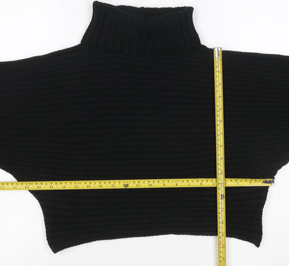 New Look Women’s Black M Ribbed Roll Neck Cropped Knit Jumper