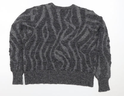 Gallery Women Grey M Cable Knit Beaded Crew Neck Jumper