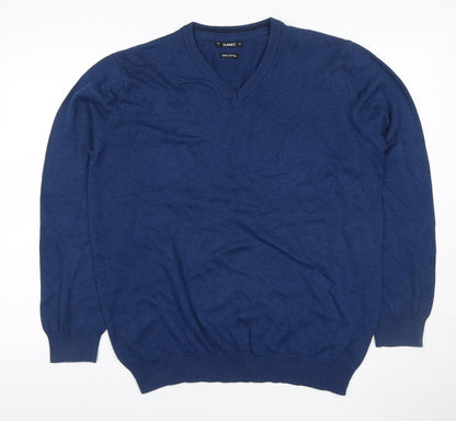 Dunnes Men’s Blue Cotton V-Neck Knit Pullover Jumper Size L