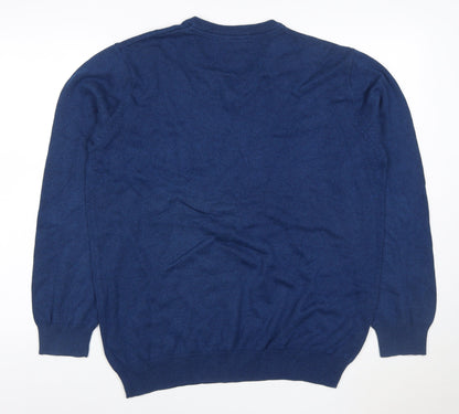 Dunnes Men’s Blue Cotton V-Neck Knit Pullover Jumper Size L