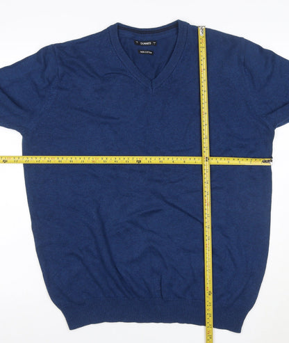 Dunnes Men’s Blue Cotton V-Neck Knit Pullover Jumper Size L