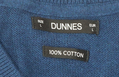 Dunnes Men’s Blue Cotton V-Neck Knit Pullover Jumper Size L