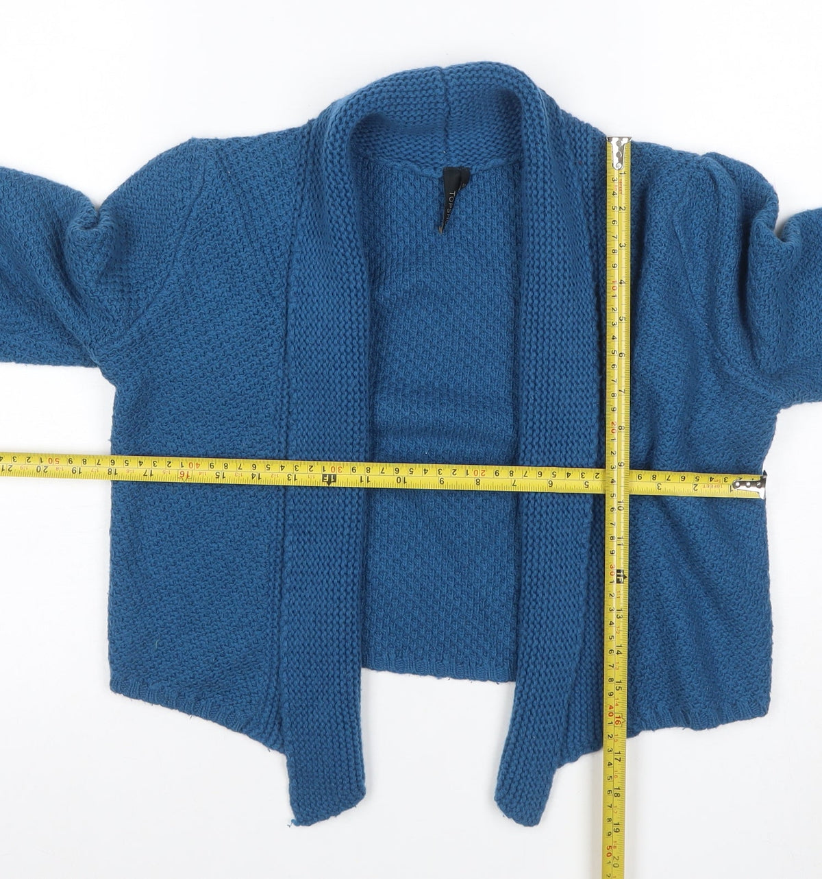 Topshop Women’s Blue Size 10 Chunky Knit Open Pocket Cardigan