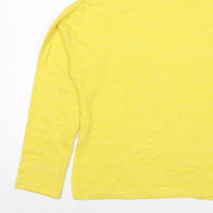 H&M Women Yellow M Cowl Neck Fine Knit Long Sleeve Pullover Jumper