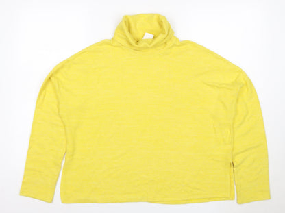 H&M Women Yellow M Cowl Neck Fine Knit Long Sleeve Pullover Jumper
